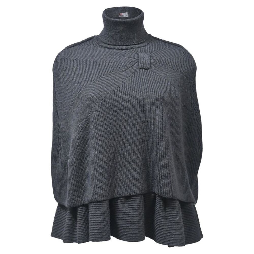 RED Valentino Turtleneck Cape Sweater in Black Viscose